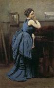 Jean-Baptiste Corot Blue skirt woman